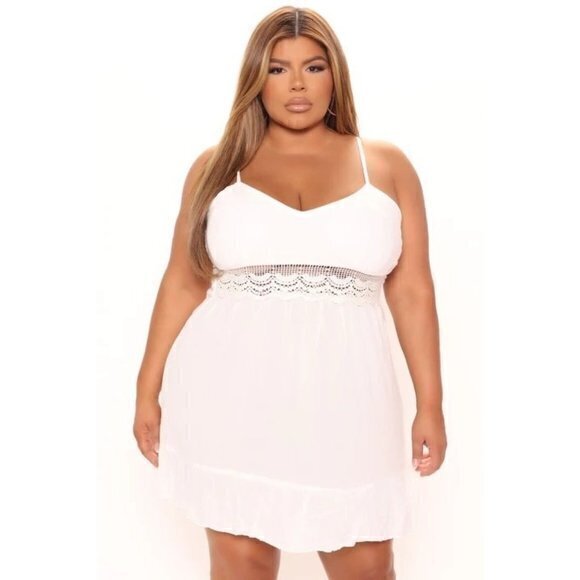 Jolie & Joy‎ -Sadie Boho Crotchet Flowy Mini Dress - Off White Size XL RefFNB - Picture 1 of 13